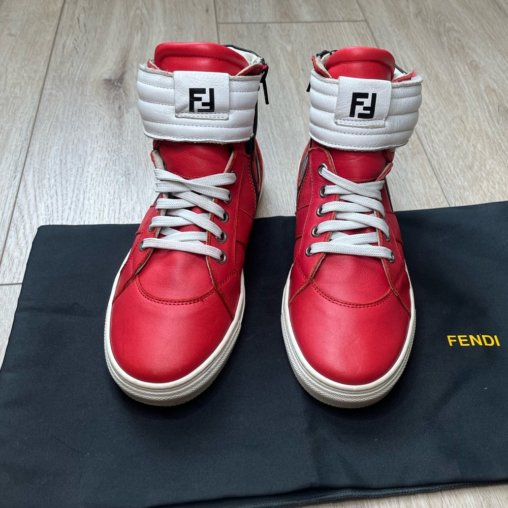 Fendi High-Top Calfskin Sneakers